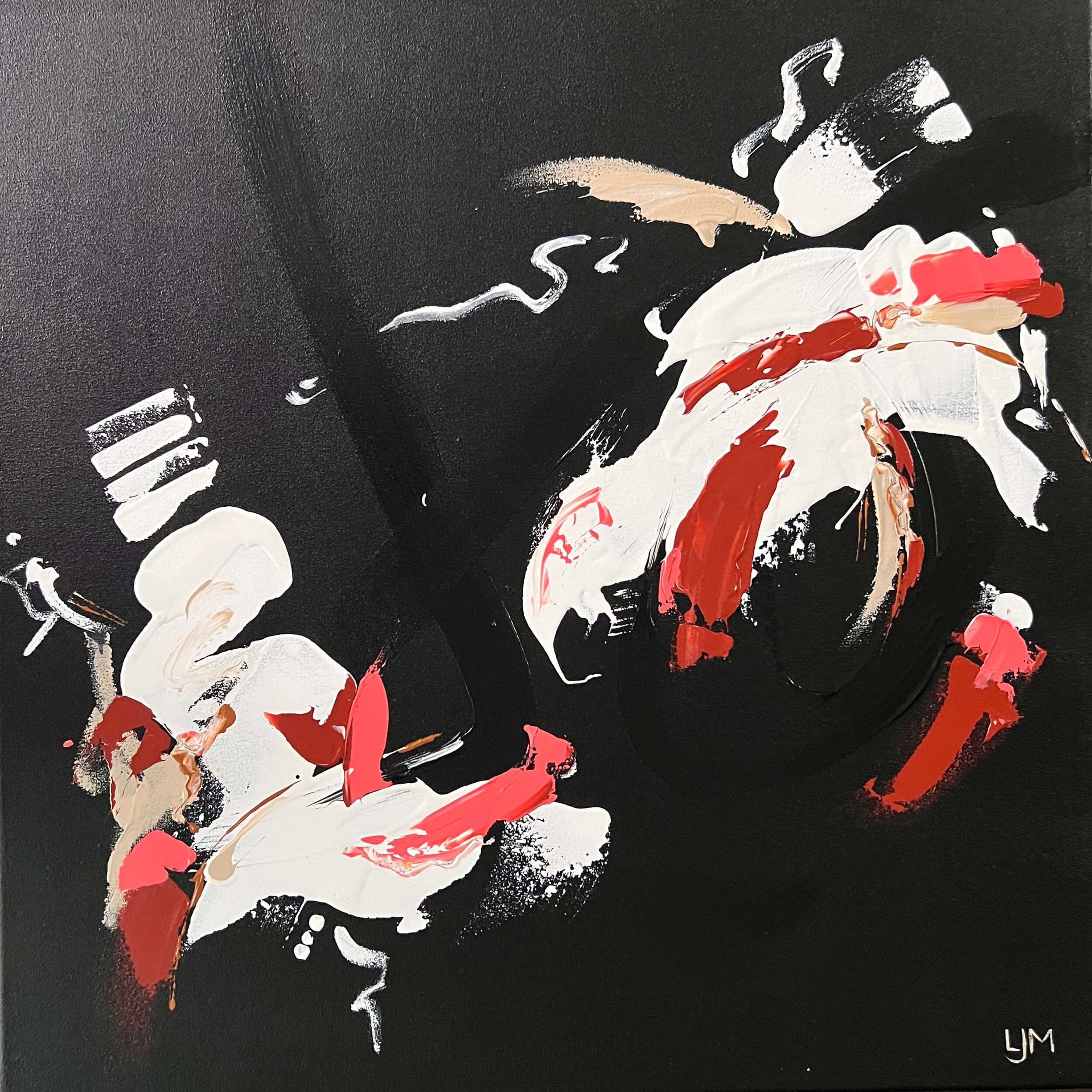 Close up of a medium dark abstract artwork by Lee J Morgan Art