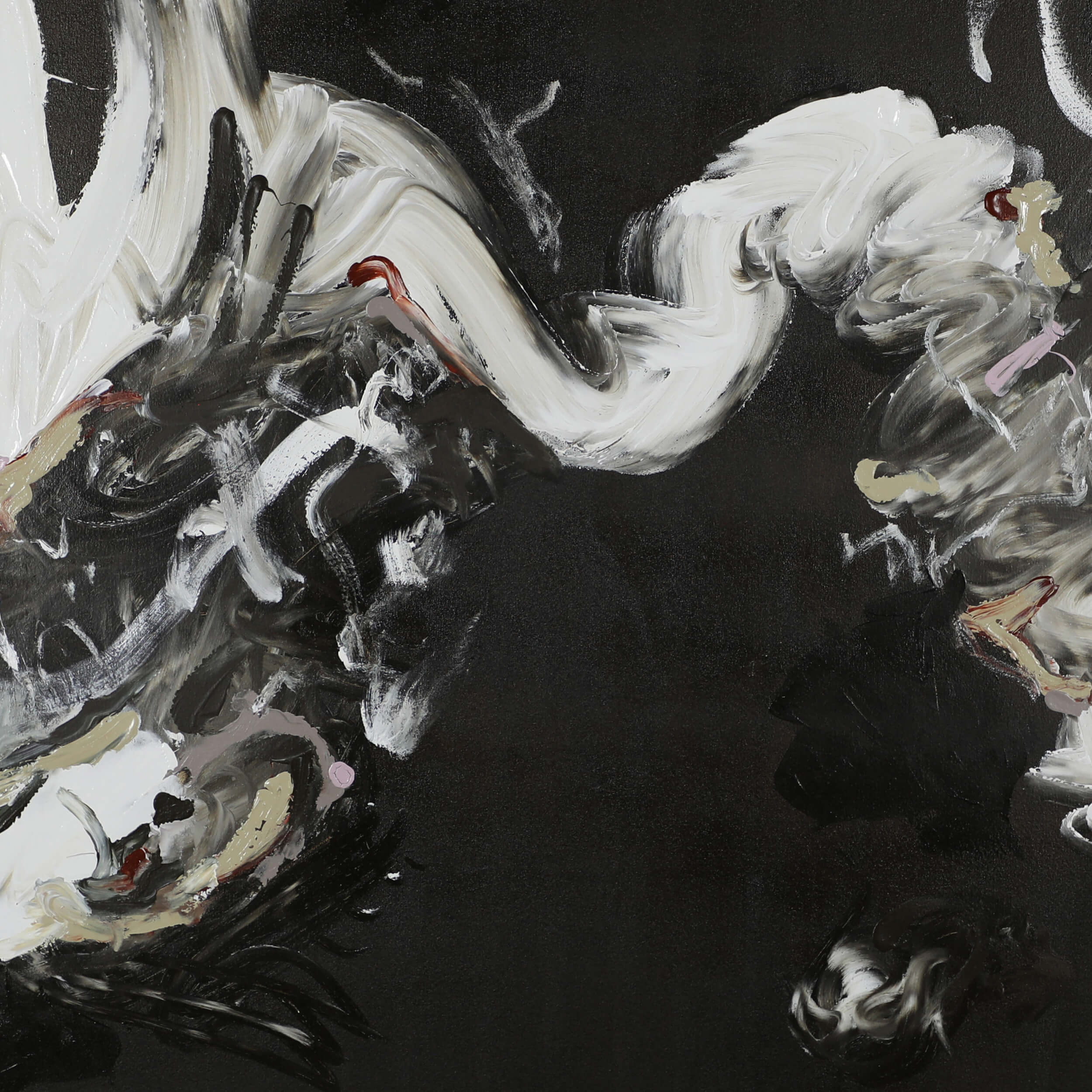 Close-up of a medium dark abstract artwork by Lee J Morgan