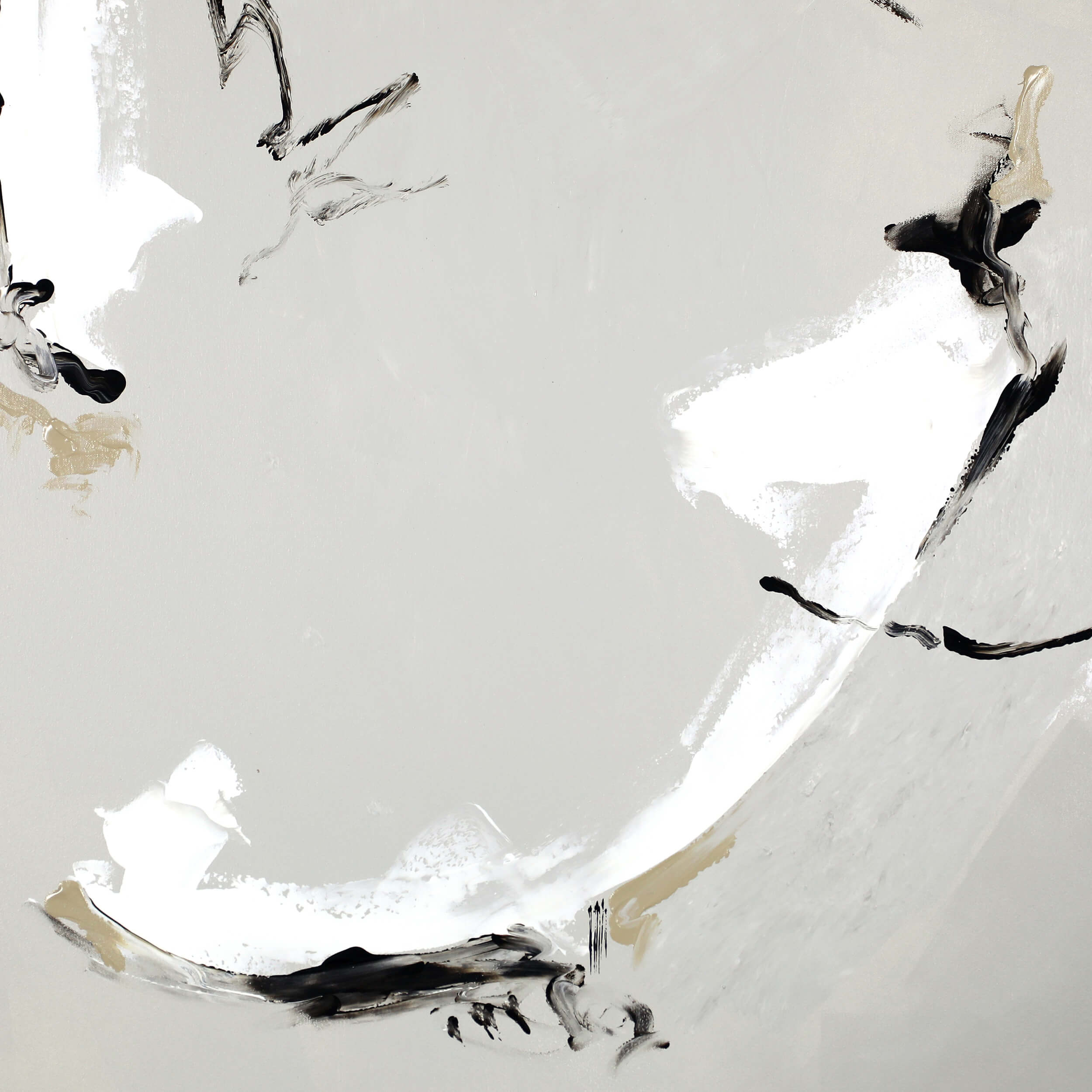 Close-up of a medium grey abstract artwork by Lee J Morgan
