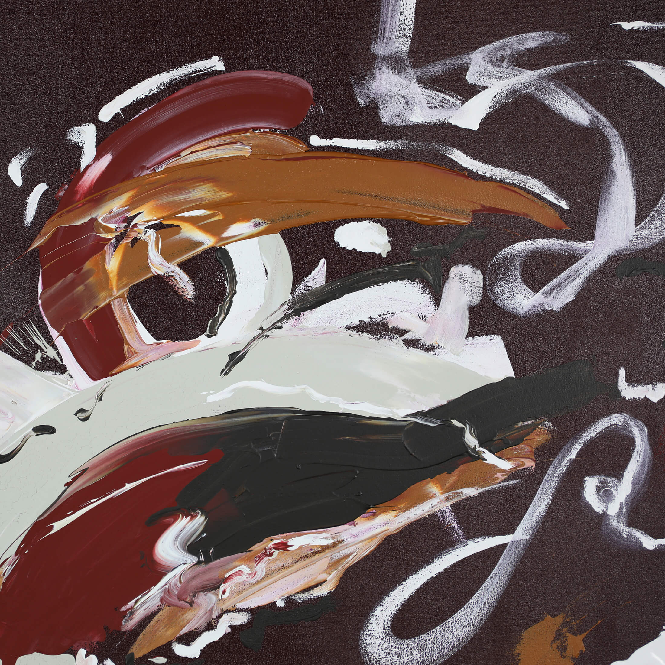 Close-up of a large dark abstract painting by Lee J Morgan Art