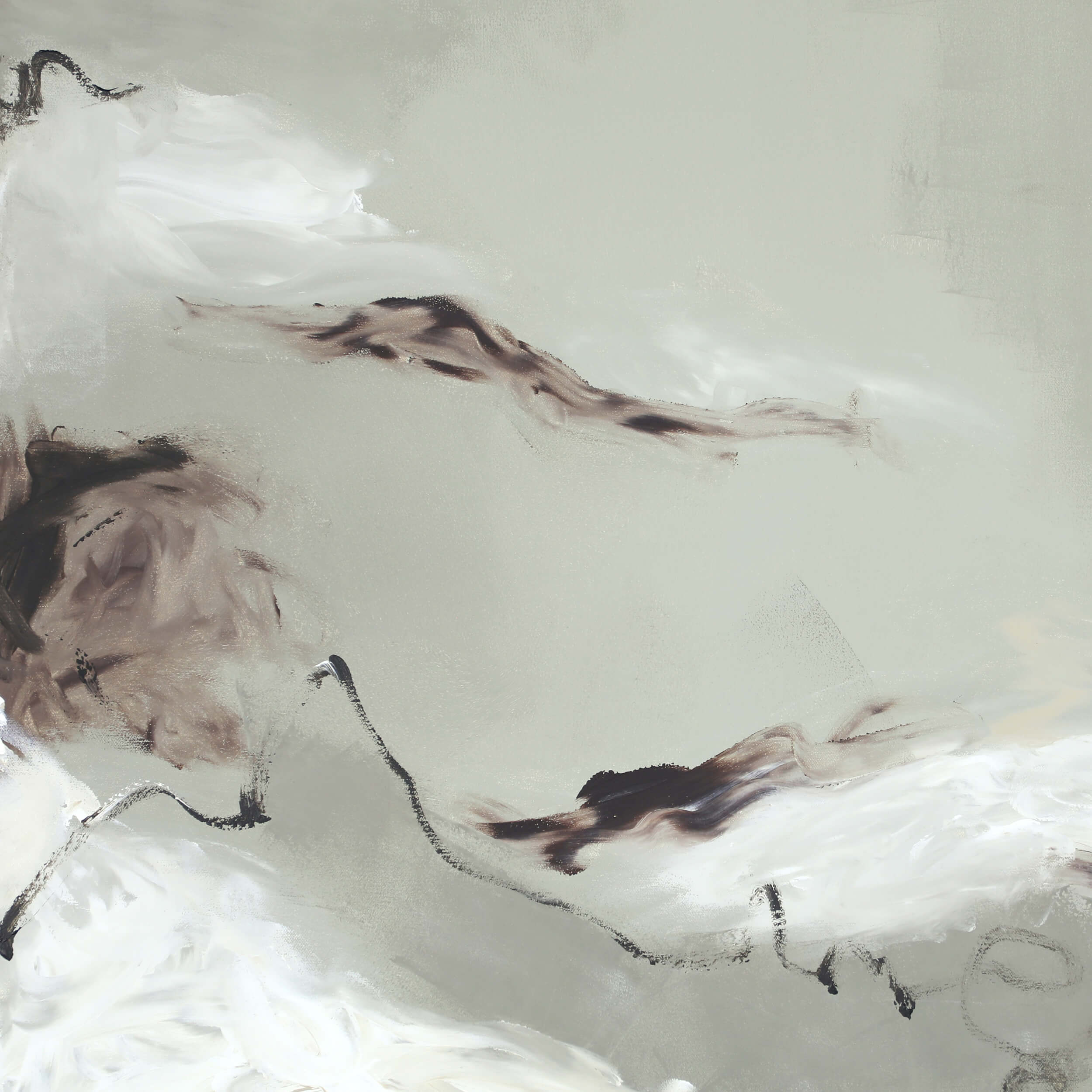 Close-up of a medium grey abstract painting by Lee J Morgan Art