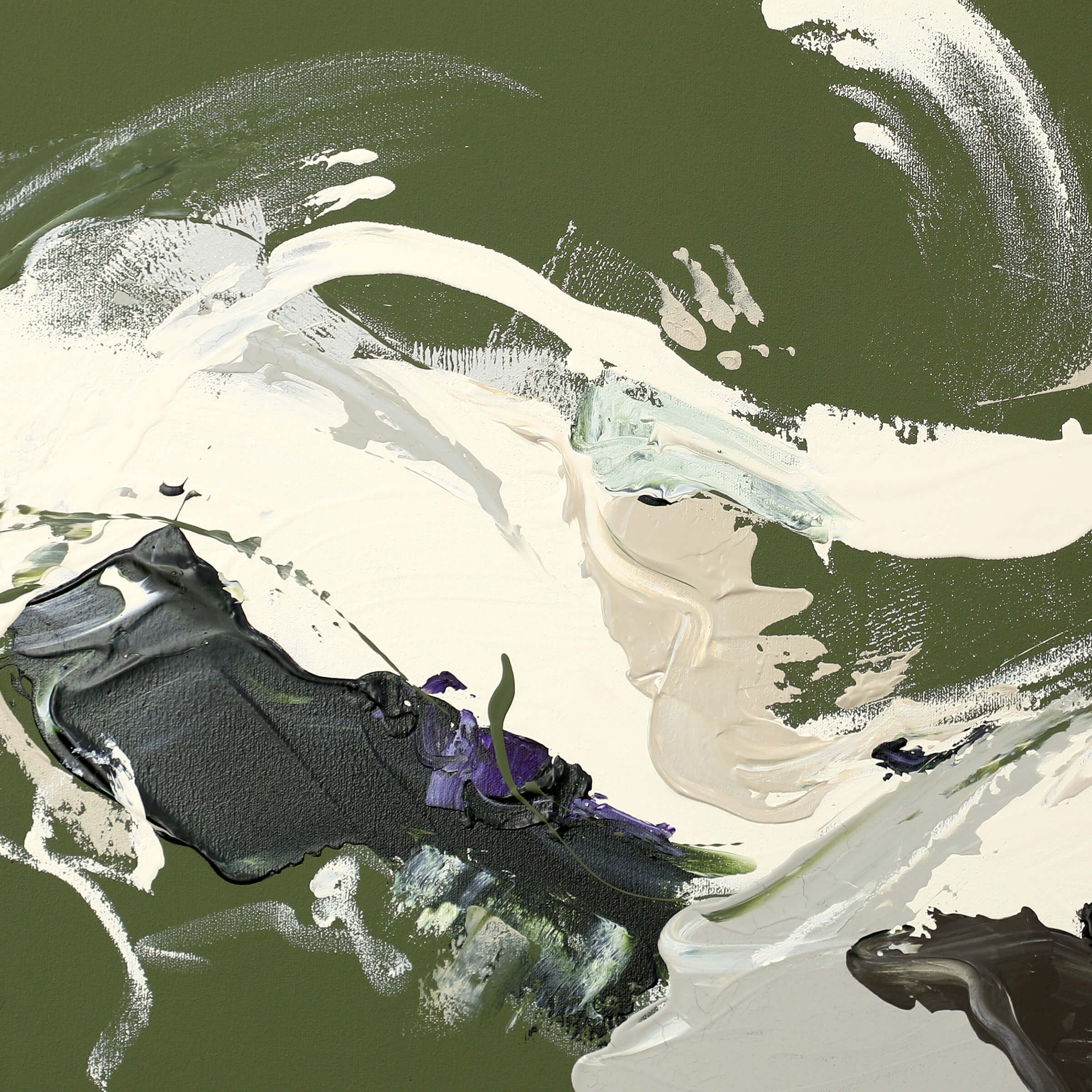 A close up of Large green abstract painting by Lee J Morgan Art 