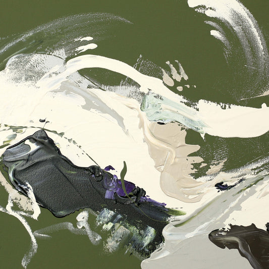 A close up of Large green abstract painting by Lee J Morgan Art 