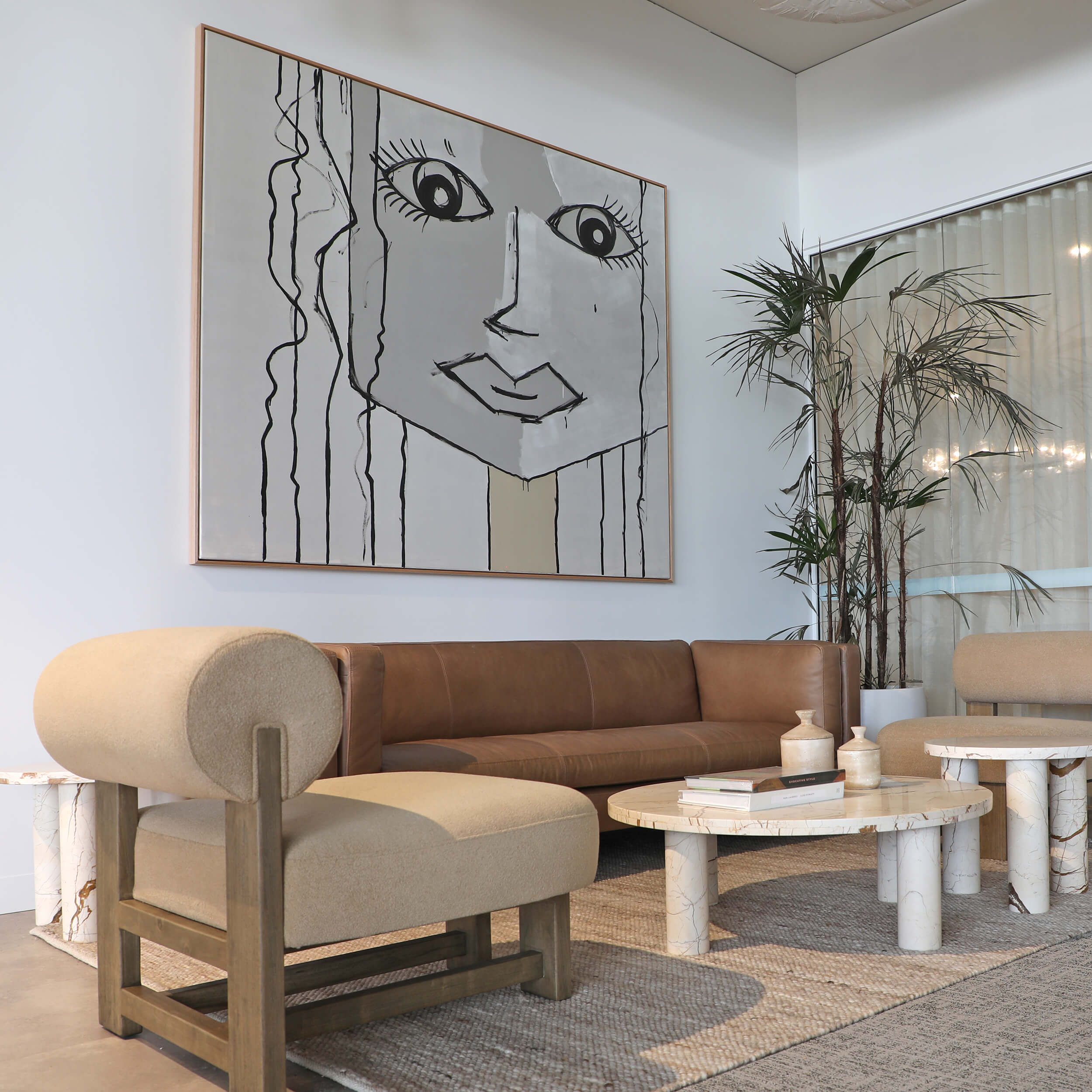 Large grey abstract painting by Lee J Morgan Art displayed on the wall